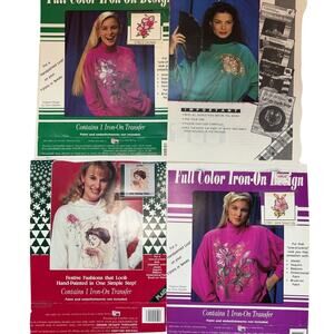 Vntg 90s Iron on Transfer Sewing Lot Floral Lily Asian Fan Gibson Girl Clothes